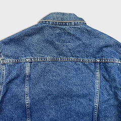 Vintage 90s Gap Denim Jacket Mens Medium Blue Lined Medium Wash USA Jean Trucker