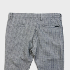 Projek Raw Plaid Bungee Pants Mens 38x30 Gray Drawstring Taper Leg Casual Trouser
