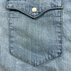 Levi's Denim Shirt Mens Large Blue Light Wash Casual Western Jean Pearl Snap