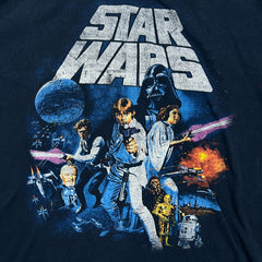Vintage Y2K Star Wars T Shirt Mens Medium Blue Episode IV A New Hope Movie Tee