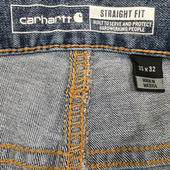 Carhartt Jeans Mens 33x29 Blue Straight Fit Faded Medium Wash Workwear Denim Pants