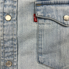 Levi's Standard Denim Shirt Mens Medium Blue Light Wash Casual Western Pearl Snap