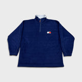 Vintage 90s Tommy Hilfiger 1/4 Zip Fleece Mens XL Blue Tommy Flag Jacket