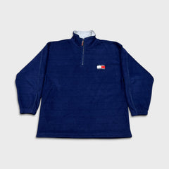 Vintage 90s Tommy Hilfiger 1/4 Zip Fleece Mens XL Blue Tommy Flag Jacket