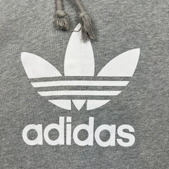 Adidas Originals Hoodie Mens Small Gray Trefoil Spell Out Hooded Sweater