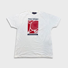 Vintage 1998 Polo Sport Ralph Lauren T Shirt Men Large White Canada Championship