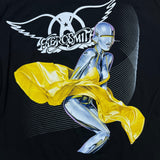 Vintage Y2K Aerosmith Just Push Play T Shirt Mens XL Black Hajime Sorayama Tour Tee