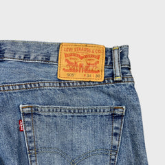 Levi's 505 Jeans Mens 34x30 Blue Regular Fit Straight Leg Light Wash Faded Denim Pants