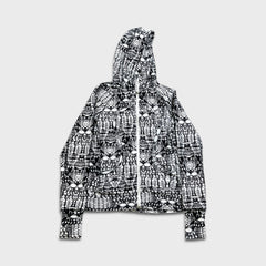 Lululemon Scuba Hoodie Women Size 8 White Black Glacier Lace Full Zip Sweater