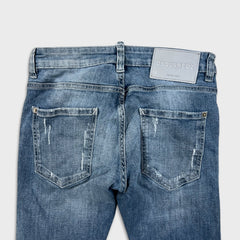 Dsquared2 Jeans Mens 30x27 Blue Distressed Slim Taper Straight Medium Wash Denim Pants