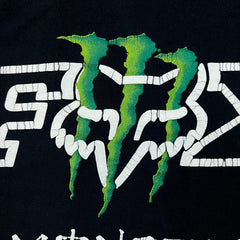 Vintage Fox Racing Monster Energy T Shirt Mens 2XL Black Double Sided Faded Tee
