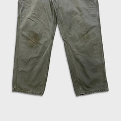 Carhartt Pants Mens 36x30 Green Original Dungaree Fit Workwear Distress Carpenter