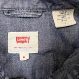 Levi's Barstow Western Denim Shirt Mens Medium Blue Dark Wash Stretch Pearl Snap