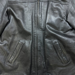 Vintage 90s Oakwood Classic Genuine Leather Jacket Mens Large Black Thinsulate Insulated