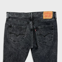 Levi's 512 Jeans Men 34x30 Black Slim Taper Leg Dark Wash Distressed Stretch Denim Pants