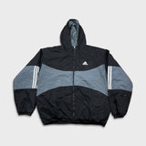 Vintage 90s Adidas Jacket Mens Large Black Essential Stripe Full Zip