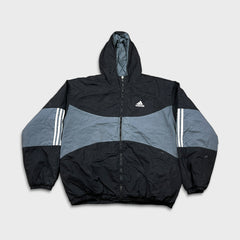 Vintage 90s Adidas Jacket Mens Large Black Essential Stripe Full Zip