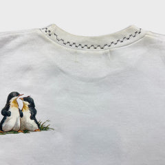 Vintage 90s Noah's Ark Sweatshirt Mens Small White Religion Graphic Pullover