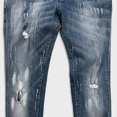 Dsquared2 Jeans Mens 30x27 Blue Distressed Slim Taper Straight Medium Wash Denim Pants