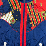 Vintage 90s Active Frontier Jacket Mens 2XL Blue Baroque Print Windbreaker