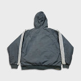 Vintage 90s Adidas Jacket Mens Large Gray Reversible 3 Stripe Heavy Coat
