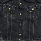Vintage 90s Lee Storm Rider Denim Jacket Mens XL Black Stone Wash Blanket Lined Trucker Western