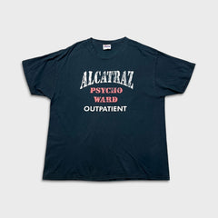 Vintage Y2K Alcatraz Psycho Ward Outpatient T Shirt Mens XL Black Distressed Tee
