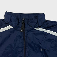 Nike Sportswear Jacket Mens Medium Blue Swoosh Full Zip Windbreaker Y2K Bomber