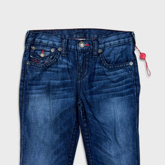 True Religion Jack Big T Jeans Womens 28x32 Blue Slim Straight Low Rise USA Denim Pants
