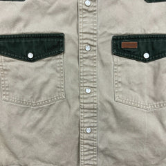 Vintage Carhartt Jean Jacket Womens Small Beige Workwear Thrashed Cropped Button Up