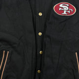Vintage 90s Pro Line Starter San Francisco 49ers Leather Jacket Mens XL Black NFL Football Letterman Varsity