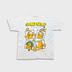 Vintage 90s Garfield Jim David T Shirt Mens Large While Single Stitch Cartoon