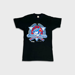 Vintage 1991 Toronto Blue Jays T Shirt Mens Medium Black American League MLB Baseball Tee