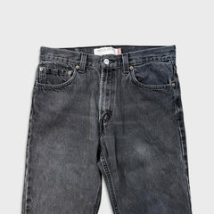 Vintage Y2K Levi's 505 Jeans Mens 33x32 Black Regular Fit Straight Leg Dark Wash Faded Denim Pants