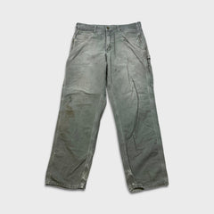 Carhartt B159 Pants Mens 34x32 Green Loose Fit Canvas Carpenter Workwear Dungaree