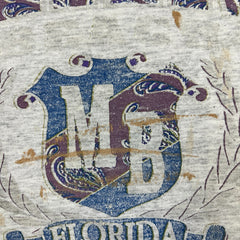 Vintage 1992 Joe Cool Miami Beach Florida T Shirt Mens XL Gray Faded Graphic Tee