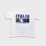 Vintage 2002 FIFA World Cup Italia T Shirt Mens Small White Italy Soccer Tee