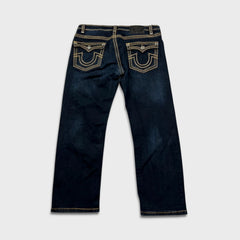 Vintage Y2K True Religion Jeans Mens 36x30 Big T World Tour Dark Wash Flap Pocket Denim Pants