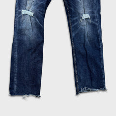 Diesel Jeans Mens 35x30 Blue Thavar Regular Slim Skinny Distressed Frayed Denim Pants