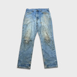 Carhartt B18 STW Jeans Mens 35x32 Traditional Fit Taper Faded Distress Workwear Pants