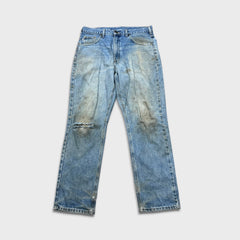 Carhartt B18 STW Jeans Mens 35x32 Traditional Fit Taper Faded Distress Workwear Pants