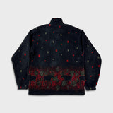 Vintage 90s Moose Fleece Mens Small Black Full Zip AOP Animal Outdoor Jacket