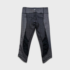 Lululemon Wunder Under Crop *Sashiko Womens Size 6 Black Yoga Leggings