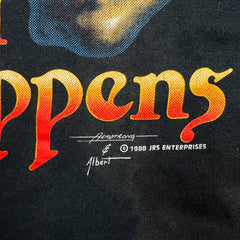 Vintage 1988 3D Emblem Sh*t Happens T Shirt Mens Medium Black USA Single Stitch Tee