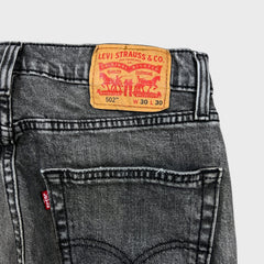 Levi's 502 Jeans Mens 30x30 Black Regular Taper Fit Faded Stone Wash Denim Pants