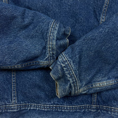 Vintage 90s Lee Storm Rider Denim Jacket Mens Large Blue Blanket Lined USA Trucker Western