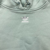 Adidas Original Hoodie Womens Medium Green Center Trefoil Crop Hooded Sweater