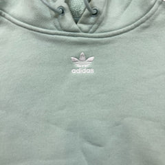 Adidas Original Hoodie Womens Medium Green Center Trefoil Crop Hooded Sweater