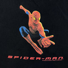 Vintage 2002 Spider-Man T Shirt Mens XL Black Marvel Movie Promo Graphic Tee