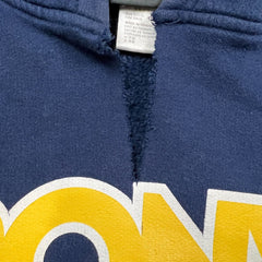 Vintage 90s Pony Hoodie Men XL Blue Embroidered Logo Thrashed Hooded Sweater